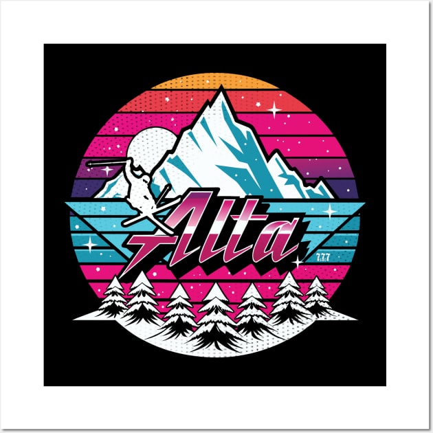 Retro 80s Alta Ski Wall Art by Surrealcoin777